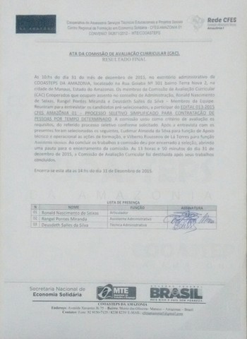 Cfes am 01   edital 013 2015   ata  da comissÃo de avaliacÃo curricular (cac)   resultado final display